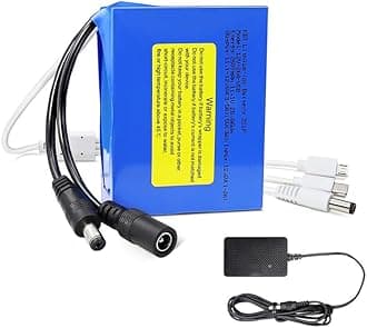 KBT 12V 2600mAh Rechargeable Lithium Battery Pack with Charger & DC5521 Connector & 5V Output 3-in-1 Charging Port for 12V Devices, Mobile Phone, RC Car, Boat, Fan, Radio, CCTV Camera