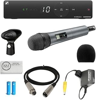 Sennheiser XSW 1-825-A UHF Vocal Set |e825 Dynamic Microphone with Microphone Windscreen + 3' XLR Cable + Cleaning Cloth (4 Items)