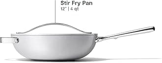 Caraway Non-Stick Stir Fry Pan - 12” Wok-Inspired Pan - Free From Forever Chemicals - High-Sloped Walls - Stainless Steel Handles - Gray