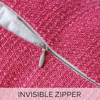 JOTOM Set of 2 Cushion Covers 40x40 cm Linen Hot Pink Decorative Throw Pillow Covers 16x16 Inch Square Cushion Case Home Decor Pillowcases for Couch Sofa Living Room Bed (Deep Hot Pink)