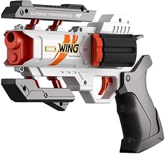 Soft Bullet Toy Revolver - Safe Foam Blaster with Darts, Nerf Gun Fun, and Pistol Toy for Cool Kids' Education and Memorable Gifts White