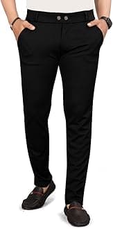 HARSHAD KUMAR & CO. Men's Solid Lycra Slim Fit Stretchable Casual Wear Comfortable Formal Trousers Pants