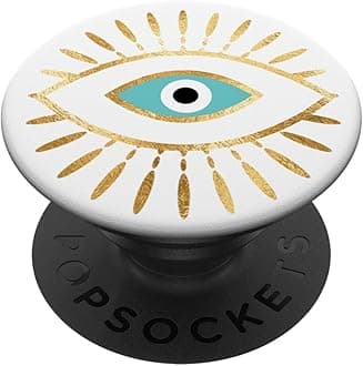 Gold Lash and Teal Evil Eye Greek Mati PopSockets Adhesive PopGrip