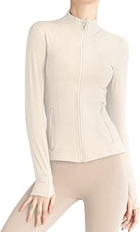 LocachyWomen's Slim Fit Full Zip Athletic Running Sports Workout Jacket with Pockets