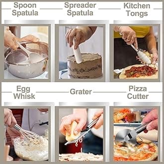 Silicone Kitchen Utensils Set, AIKKIL 43 Pcs Heat Resistant Cooking Utensils Set, Turner Tongs, Spoon, Spatula, Kitchen Gadgets Tools Set for Nonstick Cookware, Khaki(Dishwasher, BPA Free) (Khaki)