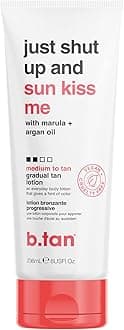 Medium Gradual Self Tanning Lotion | Just and Sun Kiss Me Everyday Glow Lotion - Develop a Bronzed Glow, Infused With Marula + Argan Oil, Vegan, Cruelty & Paraben Free, 236ml