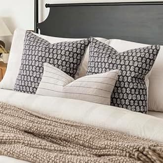 Foindtower Set of 2 Decorative Vintage Floral Print Throw Pillow Covers Neutral Modern Farmhouse Cushion Covers Boho Home Decor for Sofa Couch Chair Bedroom Living Room Outdoor,20×20 Inch,Black