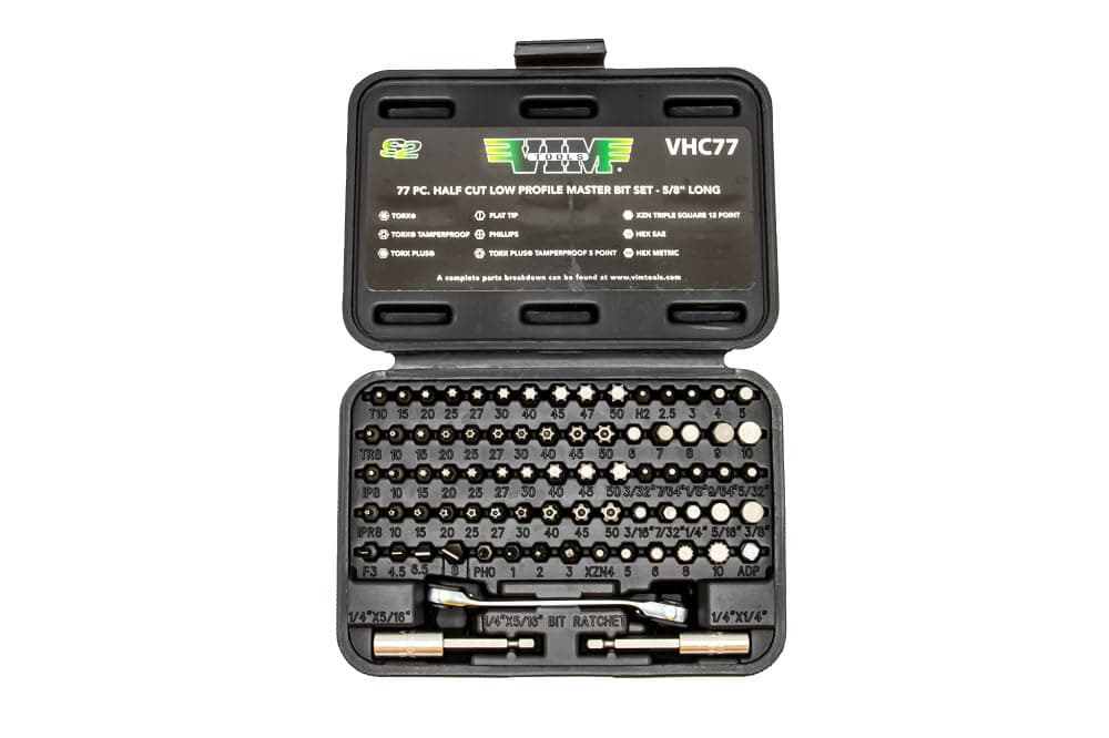 TESTEL VIM Tools VHC77 '77-Piece' Half Cut Stubby Bit Set
