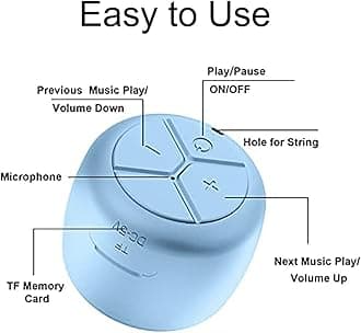 Momoho Multifunctional IPX7 Waterproof Bluetooth Speaker Mini, Micro SD Support TWS Pairing Stereo Portable Speakers With Camera Remote Control For Smartphones, Small Pillow Speaker(Blue)