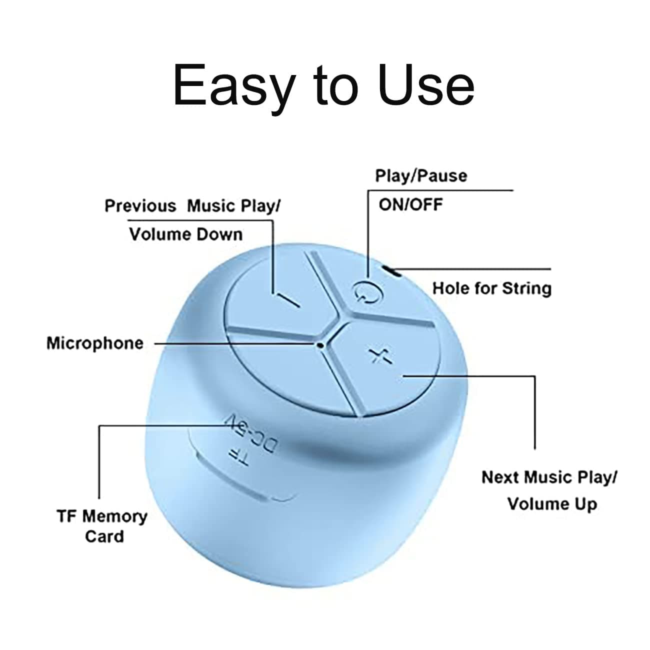 Momoho Multifunctional IPX7 Waterproof Bluetooth Speaker Mini, Micro SD Support TWS Pairing Stereo Portable Speakers With Camera Remote Control For Smartphones, Small Pillow Speaker(Blue)