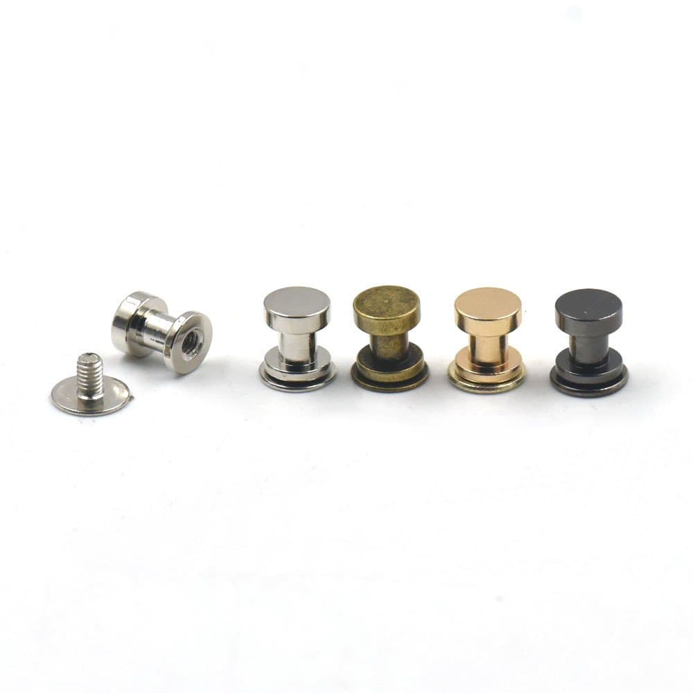 50 Sets 6x7mm Brass Head Button Stud Screwback For Rivet Leather Screw Chicago nail Mix Color by Head Button Stud Screwback Chicago nail