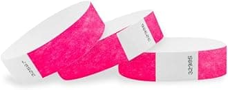200 WristCo Neon Pink Tyvek Wristbands for Events Tamper-Proof Design & Fluorescent Color Prevent Reuse Premium-Grade Bracelets for Hospital & Medical ID, Party & VIP Identification