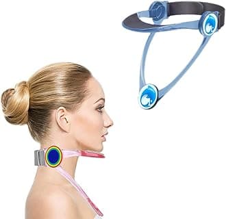 Neck Brace,Adjustable Cervical Collar Support and Back Posture Corrector Traction,Cervical Neck Traction Device,Lightweight Portable (Adult Blue)