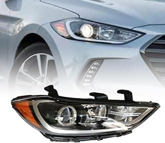For 2017 2018 Hyundai Elantra SE | SEL | Value Edition Halogen Headlight Head Lamp Assembly Right Passenger Side Black Housing Replaces 92102-F3000 92102F3000 HY2503206