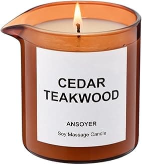 Massage Oil Candle| Massage Oil for Massage Therapy| Massage Lotion Candle| 8 OZ| Amazing Gift for Men or Women (Cedar Teakwood)