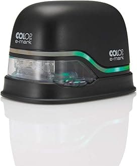 COLOP e-mark Electronic Mobile Printing Device | Includes Pre-Set Templates in Free App | Print Multicoloured Words, Logos, QR & Barcodes and More | Prints on Absorbent Materials - Blac