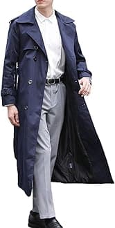Pantete Man's Double Breasted Trench Coat Oversized Casual windbreaker Lapel Long Jacket Overcoat