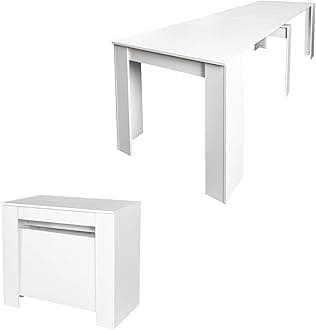 Extendable Console Dining Table for 2-12 People 20" - 118.5" Modern Folding Kitchen Table Multifunctional Conference Meeting Table, White