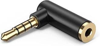 Angle 3.5mm Audio Adapter,CableCreation 1/8 TRRS Stereo Headphone Connector Male to Female Compatible with Headset, Tablets, MP3 Players,Game Controller,Speakers,Black ([1-Pack], Angle Adapter)
