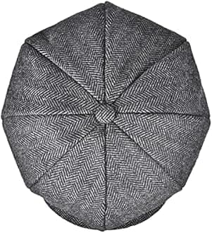 Mens Newsboy Cap High Woolen Tweed Gatsby Hat Ivy Cabbie Flat Golf Cap for Fathers Women Unisex