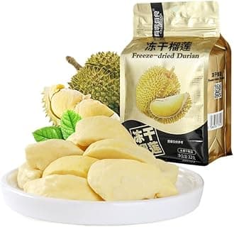 Freeze-dried Durian, Freeze-dried Strawberry, Vegan, Halal, Premium Freeze Dried Durian 100%, Freeze Dried Fruit, Natural Freeze Dried Fruit, Crunchy Fruits and Delicious (Durian flavor,5 bags)