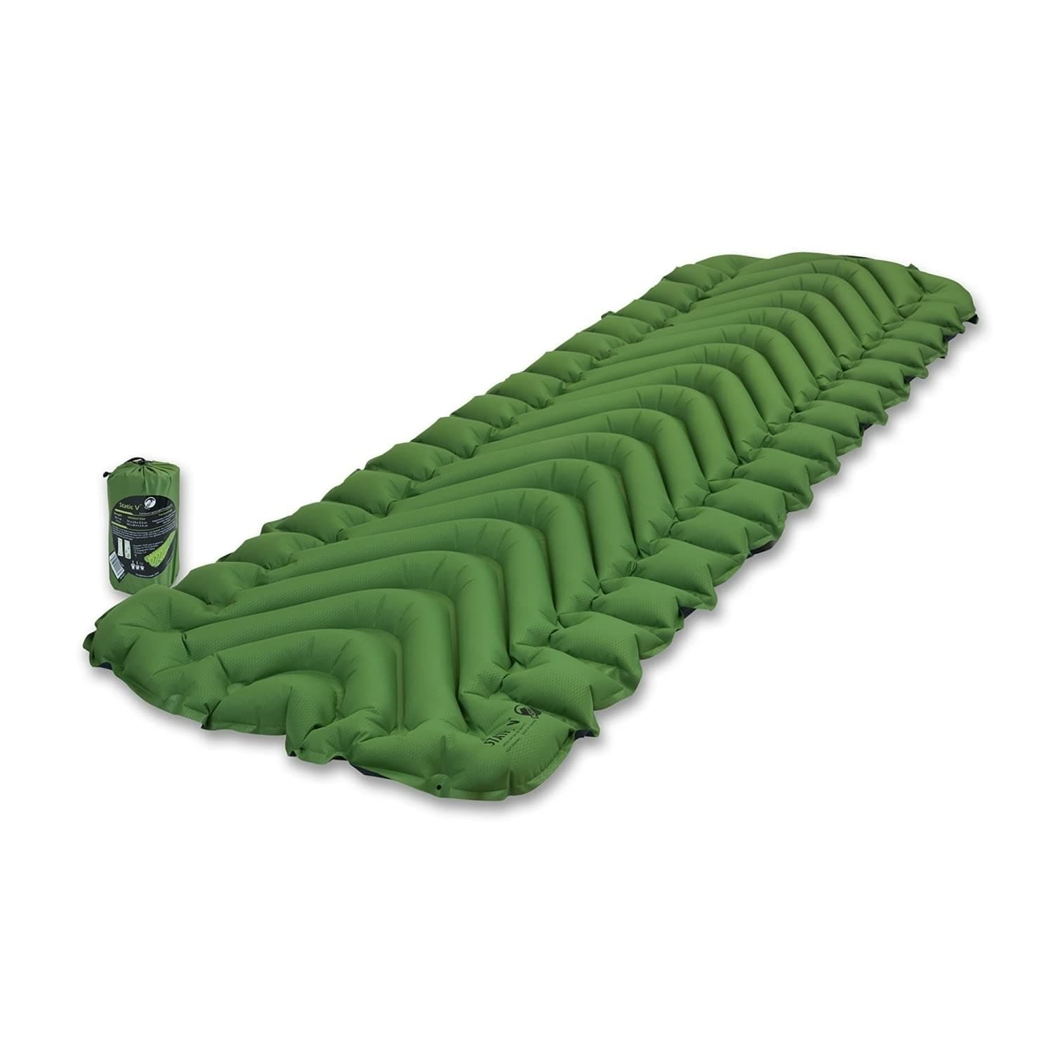 Static V Lightweight Inflatable Sleeping Pad | Comfortable, Lightweight, Easy to Inflate Portable Air Bed Mattress for Camping, Backpacking and Hiking — Green