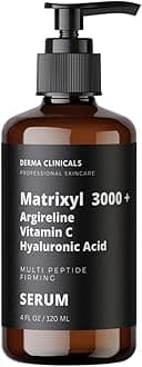 DERMA CLINICALS Matrixyl 3000+Argireline Vitamin C Hyaluronic Acid Serum Anti-Aging Anti-Wrinkle Serum for Face Firming Multipeptide Serum 4oz