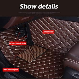 Custom Waterproof Leather Car Floor Mats Fit for Most Car SUV Truck & Sportscar All Weather Protection Vehicles (Brown Stripe)