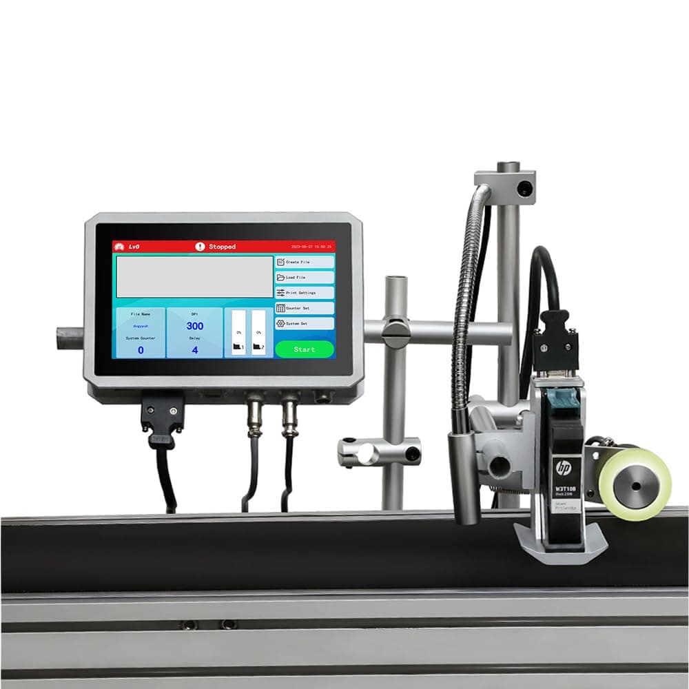 PEKOKO LBX1000 Online Inkjet Printer Date Coder Barcode Lot Codes QRcodes Continuous Inkjet Printer for Carton Box,Glass Bottle,Plastic Bags,Pet Bottles,Metal Parts Coding and Marking