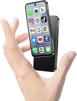 Mini Phone - World's Smallest 3.88' HD Touch Screen, Full Screen Mini Smartphone, Unlocked Android Portable Pocket Mobile Phone for Kids, Dual SIM Face ID App Download 2GB+16GB (Black)