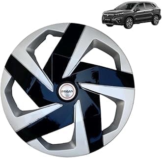 Prigan Wheel Cover for Scross Silver Black Wheel Cover 16" for Maruti Scross (Set of 4 Pcs) (Press Fitting) Model Name- Magnite DC 16