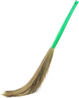 Zureni BR-06 Sphere Broom Phool Jhadu Natural Mizoram Grass with 20 inch Heavy Duty Plastic Handle for Home & Office Easy Floor Cleaning