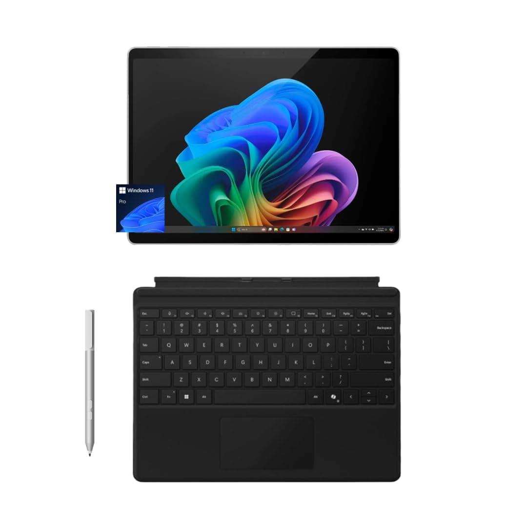 Microsoft Surface Pro 11 Bundle 2-in-1 Tablet with Pro Keyboard and Surface Pen Copilot+ PC 13" Touchscreen OLED Snapdragon X Elite, 32GB RAM, 2TB SSD Windows 11 Pro, Platinum