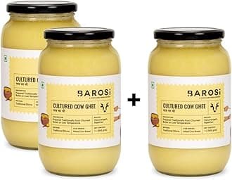 Barosi Premium Cultured Desi Cow Ghee 3 Litre | Value Saver Family Pack | Vedic Bilona Method | Churned from Curd | Pure & Natural | Farm Made in Small Batches