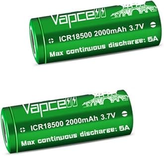 18500 2000mah 10A 3.7V N20 Flat top Rechargeable Batteries (Pack of 2)