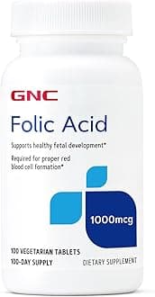 Folic Acid 1000mcg, Supports Healthy Fetal Development, Required for Proper Red Blood Cell Formation, Vegetarian Formula, 100 Count