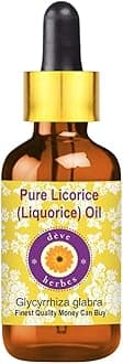 Deve Herbes Liquorice (Licorice) Oil (Glycyrrhiza glabra) with Glass Dropper | Infused | Pure | Non-Sticky | Lightweight | For Skin Blends | Botanical Extract | Men & Women | 15ml
