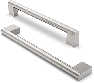 FURNIWARE 10 Pack Cabinet Pulls, Hardware Drawer Handles, Stainless Steel Kitchen Cabinet Door Handles Pull, Brushed Nickel-192mm(7.5 Inch) Hole Center