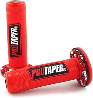 PROTAPER Motorcycle Handle Grips, 7/8 inch, Non-Slip Dirt Bike Handlebar Grips, Black and Red (Red, 7/8'' Left +1'' Right)