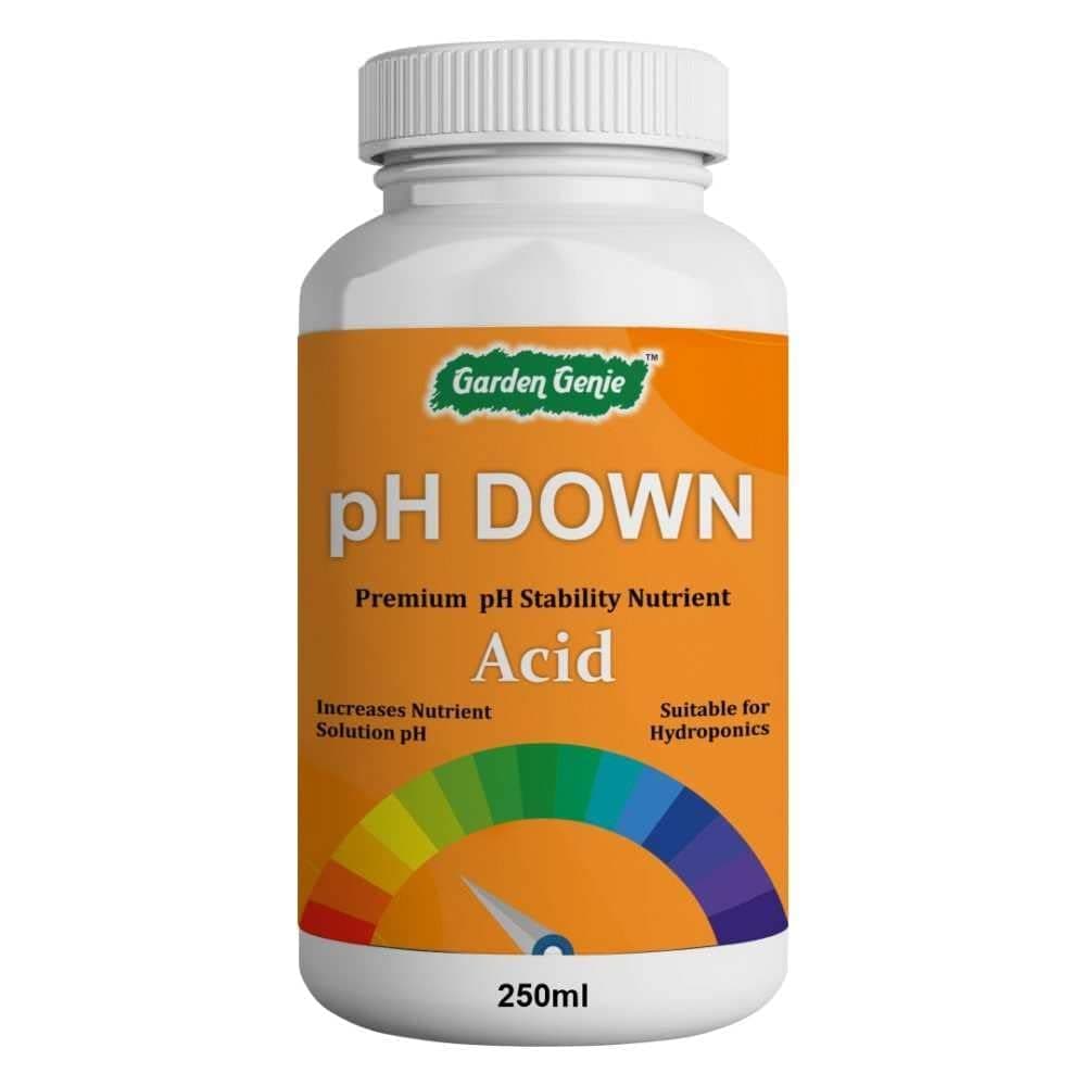 - Garden Genie pH Down Nutrient Solution for Hydroponics, pH Adjuster to Reduce The pH of Hydroponic Solution and System - 100 ml