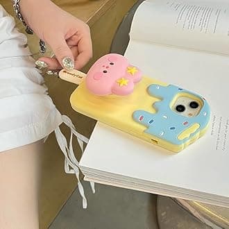 COVERLY for iPhone 14 3D Ice Cream Cartoon Case,Premium Luxury Silicone Case Cotton Candy with Phone Holder Cool Full Protective Cute Kawaii Aesthetic Cover for Apple iPhone 14