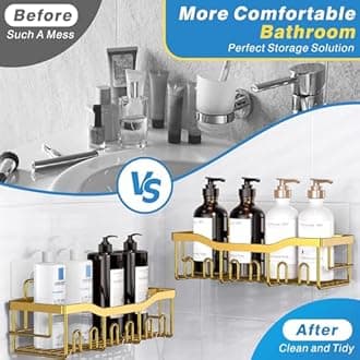 EUDELE 5-Pack Rustproof Stainless Steel Shower Caddy – No Drill Adhesive Bathroom Organizer with Large Capacity, Spacious Shower Shelves for Inside Shower, Kitchen & Home Decor Storage-XL Size