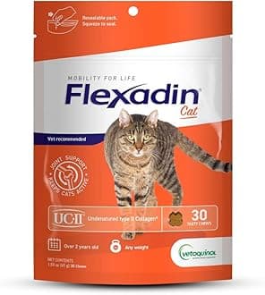 Flexadin Cat Hip and Joint Support Chew with UC-II, Cat Joint Supplement, Clinically Proven and Veterinarian-Developed Formula for Hip and Joint Support Cats, 30 Count Bag