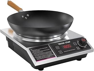 leconchef Induction Cooker with Wok 1800W Professional Electric Induction Burner with 11-Level Setting for Cooking,24-hour Timer and Preset,Keep warm,14" Carbon Steel Wok Included