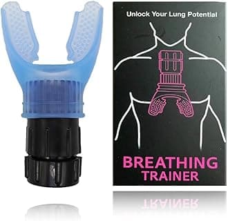 Breathing Trainer, Portable Respiratory Muscle Trainer with Adjustable Resistance, Compact Lung Exercise Device, Detachable for Easy Cleaning - Blue