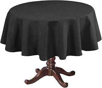 H.VERSAILTEX Linen Textured Table Cloths Round 70 Inch Premium Solid Tablecloth Spill-Proof Waterproof Table Cover for Dining Buffet Feature Extra Soft and Thick Fabric Wrinkle Free, Black