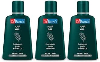 Dr Batra's Hair Oil, Natural Product, Enriched with Jojoba, Brahmi extracts, Prevention from hair damage, Sulphate free, Healthier hair, Lightweight & Gentle (100ml, Pack of 3)