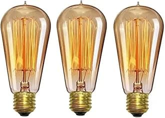 Desidiya Edison Tungsten Filament Antique Glass Light Bulbs Vintage Base E27 Bulb Yellow Light For Home Decoration Living Room/Hall/Balcony/Restaurant Bar Lighting(Pack Of 3).,Incandescent,60 Watts