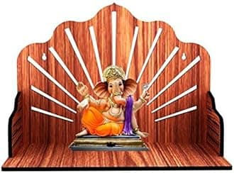 MANDIRAM SSI Wooden Mandir for Pooja Home Decoration Wall Mounted Beautiful Temple