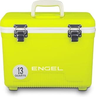 ENGEL Cooler Box 12.3 L - Leak-Proof, Air Tight, Drybox Cooler for Camping, Fishing, Hiking,Picnic - Mini Ice Boxes Large Enough for 15 Cans, 38 x 25.4 x 28.5 CM Small Cool Box for Drinks and Food